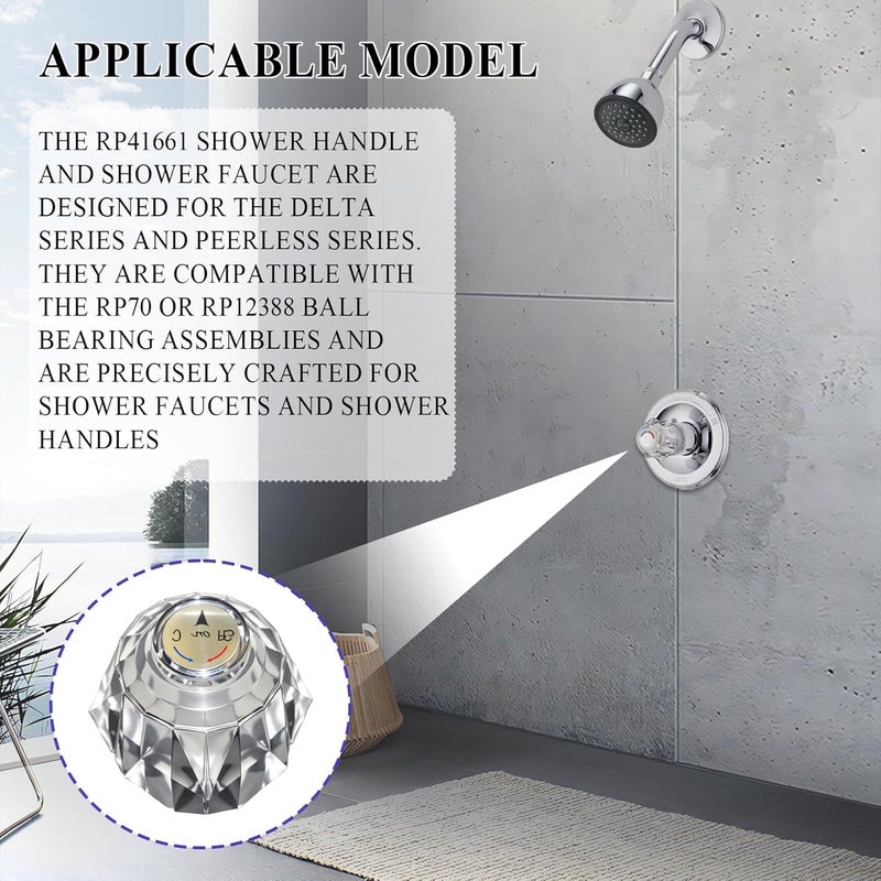 Javiix RP41661 Shower Faucet Replacement Kit for Delta and Peerless Single Handle Faucets with Button,One-Handle Tub/Shower Control with Clear Acrylic Handle Insert - Image 5
